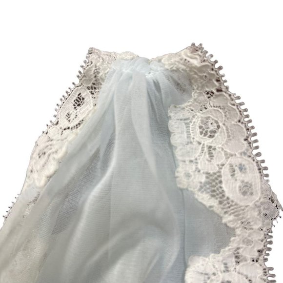 Yolande Womens Vintage 1940 Slip Dress Negligee Blue Lace Romantic Full Length L - Picture 5 of 12